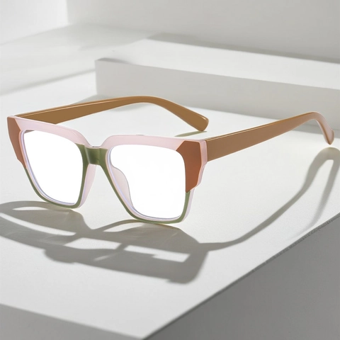 Retro Quadratische Anti Blaulicht Brille TR90 Patchwork Katzenaugen Rahmen Für Damen Herren Vintage Mode Klare Gläser