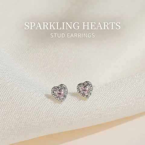 Orecchini A Lobo A Cuore Zircone Rosa Halo Bianco Argento S999 Gioielli Romantici Dolci Regalo Per Donne