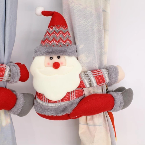 Weihnachtlicher Vorhanghalter Weihnachtsmann Schneemann Elch Strick Plüschpuppe Umarmung Schnalle Home Fensterdeko