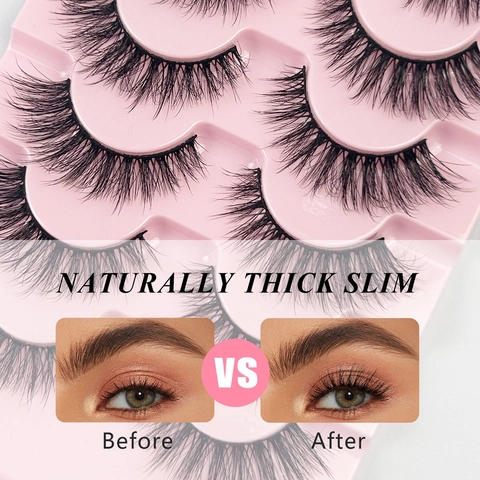 Natural False Eyelashes Synthetic Fiber Thin Band Reusable Long Dense Eye Makeup Extension Beauty For Women