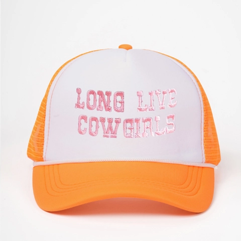 Καπέλο Trucker Με Κέντημα Long Live Cowgirls Αναπνεύσιμο Πλέγμα Πολυεστέρα Προστασία Από Τον Ήλιο Ρετρό Western Καπέλο Γυναίκες