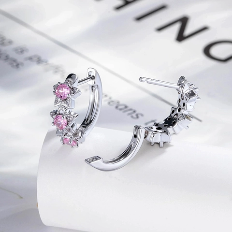 Boucles D Oreilles Creoles Etoile Cuivre Zircon Micro Pave Minimaliste Colore Forme Etoile Huggies Petits Bijoux Pour Femmes