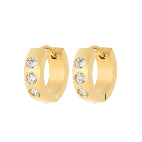 Edelstahl Creolen Mit Zirkonia Einlage Unisex Huggie Piercing Schmuck Moderner Minimalistischer Stil