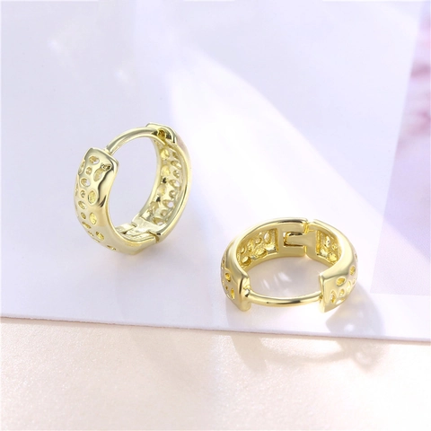 Orecchini A Cerchio Geometrici Cavi In Rame Placcato Oro Zircone Stile Hip Hop Boemo Gioielli Per Donne