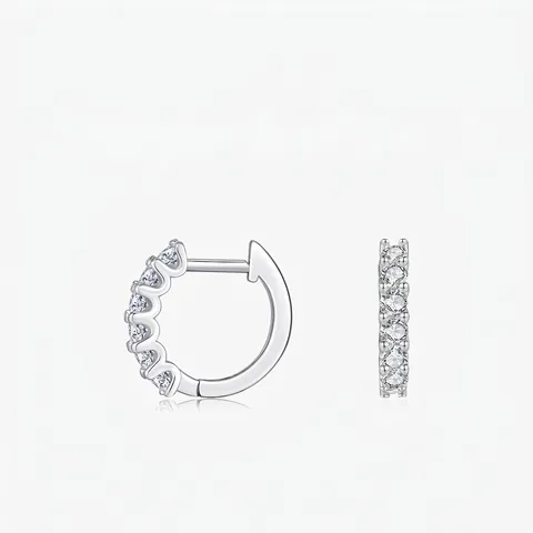 Pendientes Moissanita Huggie Hoop Plata Ley 925 Color D VVS1 Brillante Corte Redondo Minimalista Lujo Joyas Mujer