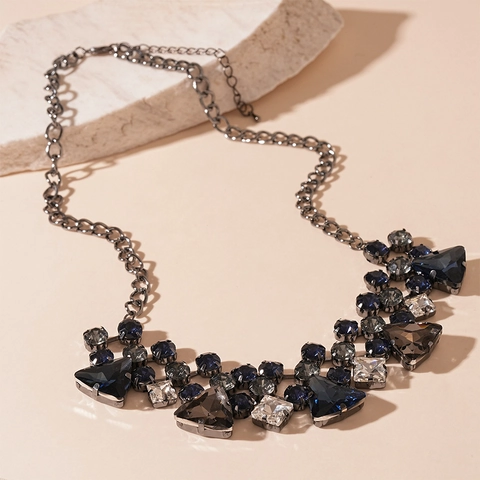 Collana Statement Triangolo Geometrico Strass Cristallo Rame Catena Grossa Gioielli Per Donna Moda