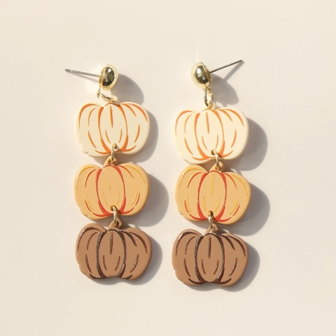 Pendientes Colgantes Festivos Acrílico Arcilla Polimérica Pavo Calabaza Hoja De Arce Calavera Purpurina Joyería De Fiesta Mujeres
