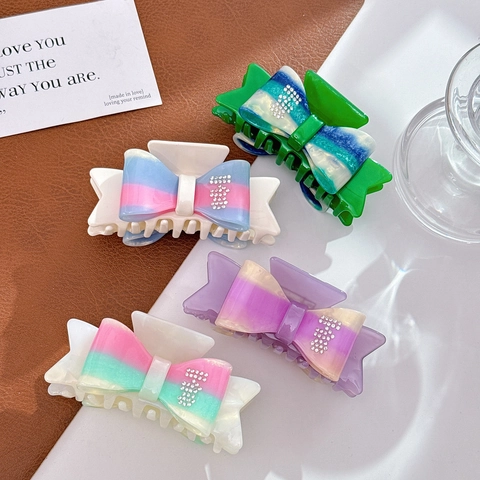 Molletta Per Capelli Fiocco In Acetato Strass Grande Clip Squalo Sfumata Accessorio Per Lo Styling Alla Moda Per Donna