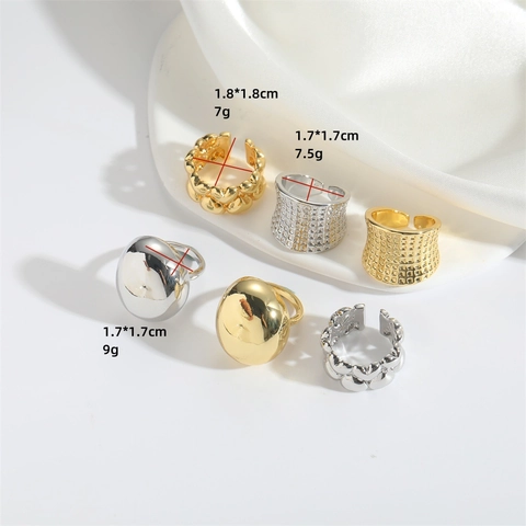 Minimalistische Kupfer Offene Ringe Für Damen Herz Gitter Oval Geometrisch Verstellbar Poliert Gold Silber Mode Schmuck Fingerring
