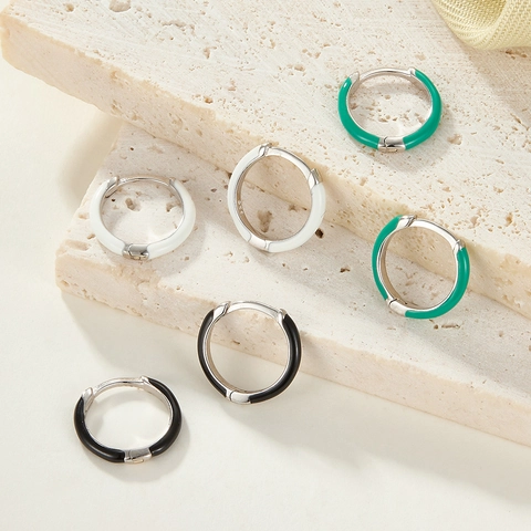 Orecchini A Cerchio In Argento Sterling 925 Smalto Colorato Huggies Gioielli Geometrici Minimalisti Per Donne Regalo