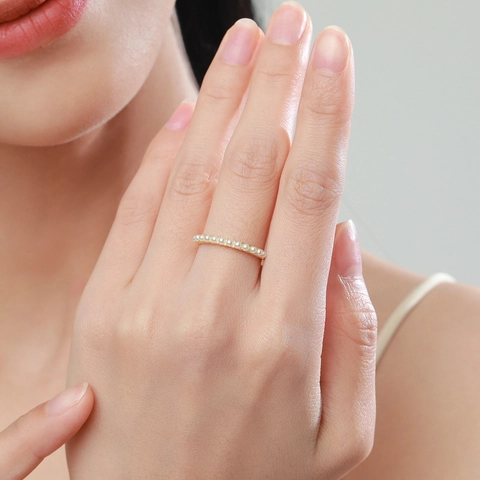 Anello Di Künstliche Perle Argento Sterling 925 Minimalista Elegante Vintage Design Di Nicchia Gioielli Raffinati Per Donne