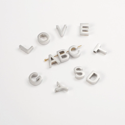 Stainless Steel Alphabet Letter Beads DIY Jewelry Making Charms Pendants Polished Initial A-Z Accessory