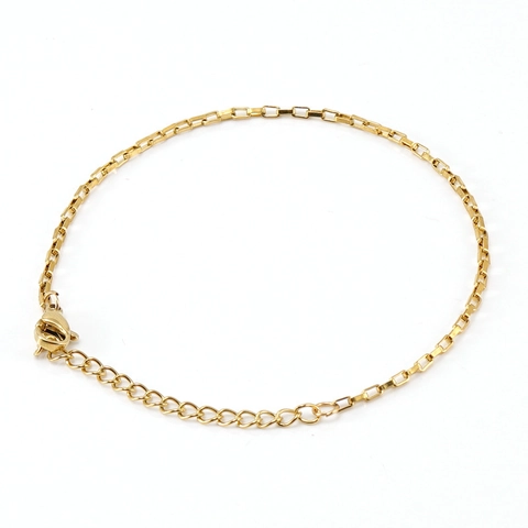 Collier Et Bracelet En Chaîne De Boîte Mince En Acier Inoxydable Plqué Or 18K Bijoux De Mode