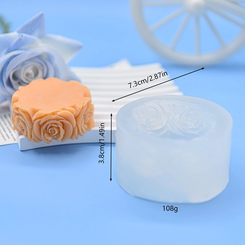 Rosenblüten Relief Silikonform Für DIY Handgefertigte Kerzen Seifen Gips Kuchen Dekoration Rund Flexibel