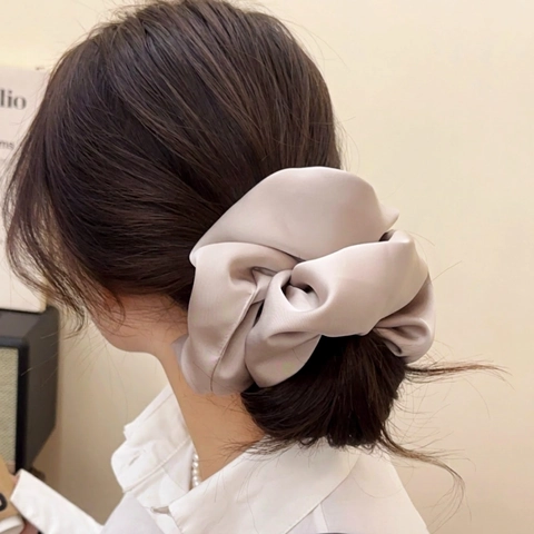 Oversized Satin Scrunchies For Women French Style Elegant Elastic Hair Ties Satin Like Ponytail Holders For Girls