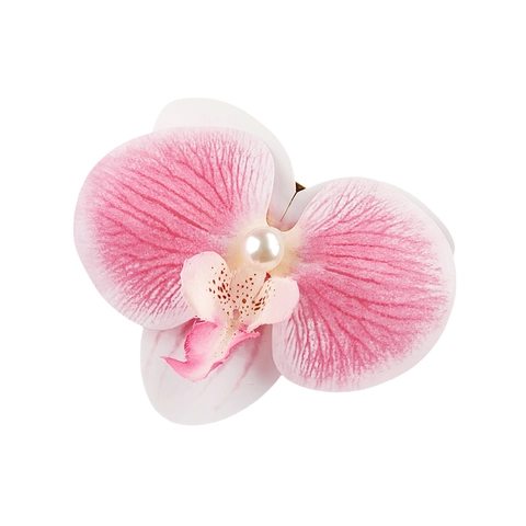 Molletta Per Capelli Fiore Orchidea Simulazione Tessuto Floreale Forcina Becco D'anatra Con Perla Artificial Accessori Capelli Donna