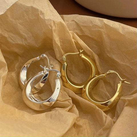 Orecchini A Cerchio A Forma Di U In Argento Sterling 925 Gioielli Di Moda Geometrici Per Le Donne