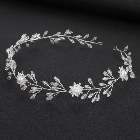 Vid De Pelo De Novia Hecha A Mano Elegante Con Perla Artificial De Cristal Alambre De Aleación Accesorios Para Cabello De Boda
