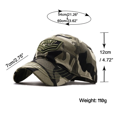 Gorra De Béisbol Estilo Militar Bordada Army Camuflaje Algodón Táctica Sombrero Sol Exterior Ajustable Hombres Mujeres