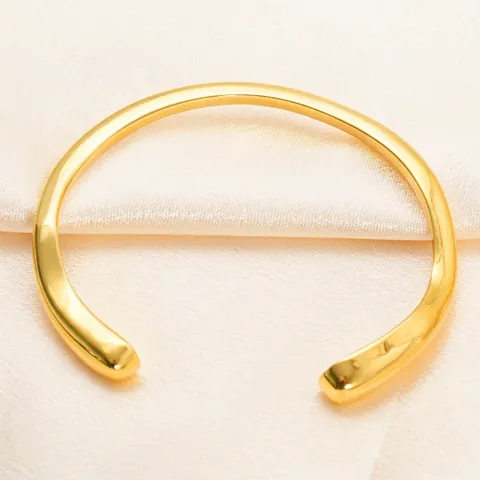 Irregular Wave Cuff Bracelet Stainless Steel 18K Gold Plated Minimalist Fluid Metal Bangle For Women Fashion Jewelry