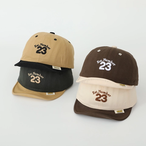 Cappello Da Baseball Bambini Tesa Morbida Cotone Colore Contrasto Ricamo Numero 23 Cappello Sole Regolabile Per Bambini Ragazzi Ragazze