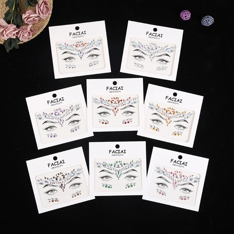 Face Jewels Rhinestone Stickers Colorful Acrylic Self Adhesive For Festival Rave Party Makeup Decoration DIY Body Art