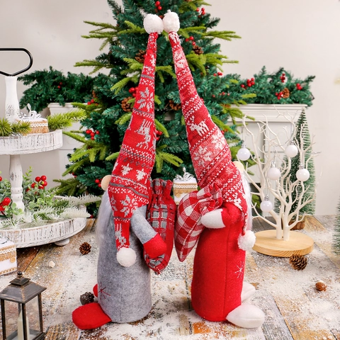 Gnome De Noël En Peluche Bonnet Tricoté Motifs Rennes Flocon De Neige Tomte Suédoise Décoration Table Maison Manteau Festive