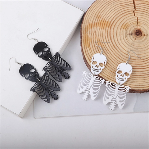 Skelett Totenkopf Ohrhänger Acryl Körper Stahlhaken Gothic Punk Halloween Harajuku Stil Damen Schmuck Neuheit