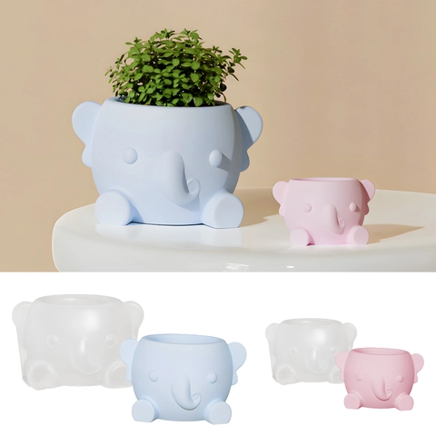 Elephant Shape Silicone Mold For DIY Succulent Flower Pot Resin Casting Craft Desktop Decorative Container Tool
