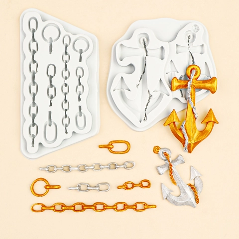 Anchor And Chain Silicone Mold Relief Fondant Cake Decoration Baking Chocolate Mousse DIY Handmade Creative Nautical Tool