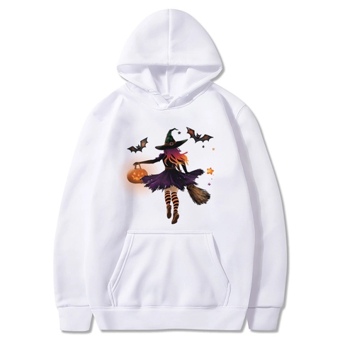 Sweat à Capuche Halloween Polaire Polyester Manche Longue Imprimé Sorcière Citrouille Pull Décontracté Homme