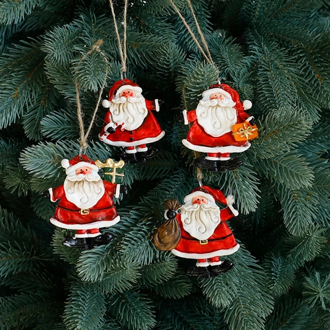 Christmas Hanging Ornaments Resin Santa Claus Snowman Gingerbread Man Xmas Tree Decor Holiday Party Home Decorations