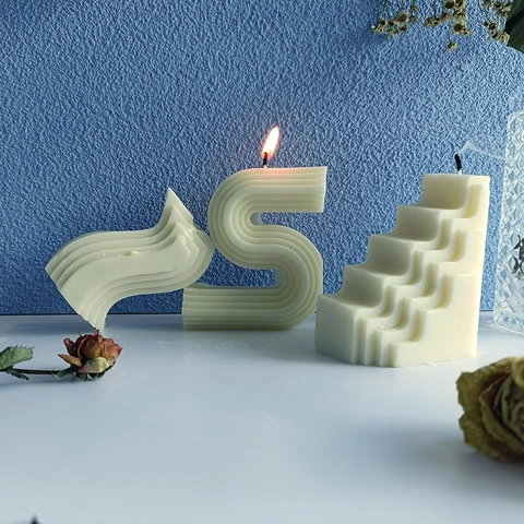 Geometric S-Shape And Staircase Silicone Candle Mold For DIY Aromatherapy Soap Plaster Crafting Food Grade Flexible