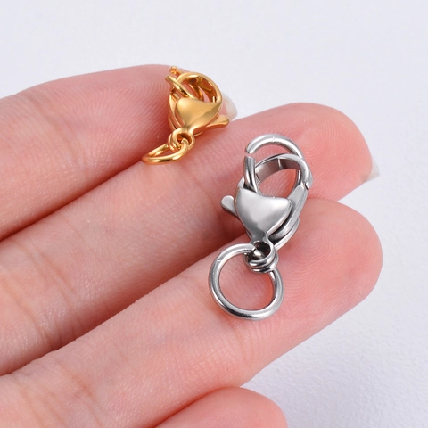 Stainless Steel Lobster Clasps With Jump Rings DIY Jewelry Making Necklace Bracelet End Connectors