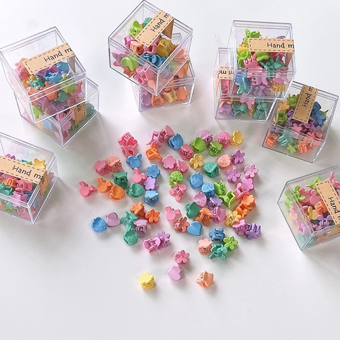 Mini Hair Claw Clips Plastic Resin Cute Flower Strawberry Heart Star Cartoon Accessories For Baby Girls Kids Toddlers