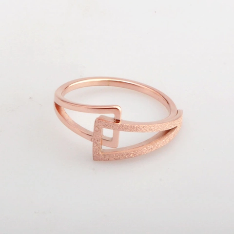 Minimalistischer Roségold Titanstahl Ring Geometrisches Doppelschicht Matt Poliertes Design Mode Schmuck Fingerring Für Damen