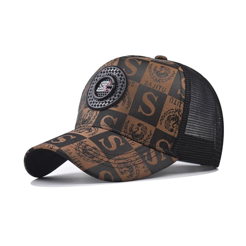 Vintage Καρό Κέντημα Mesh Trucker Hat για Άνδρες Γυναίκες Εξωτερική Αναπνεύσιμη Καπέλο Μπέιζμπολ Με S Λογότυπο Ρυθμιζόμενο