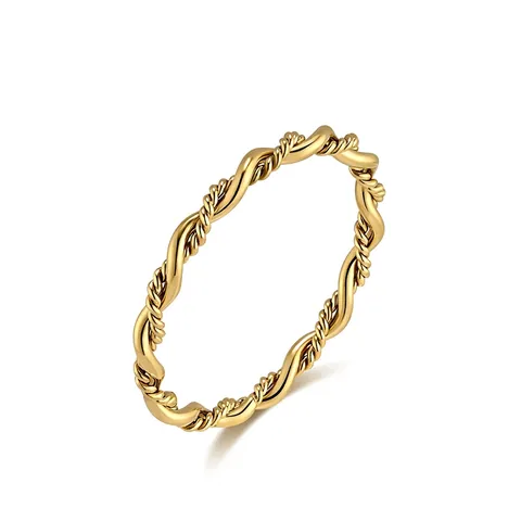 Twisted Rope Wave Ring Stainless Steel Braided Minimalist Elegant Jewelry For Women Stackable Band