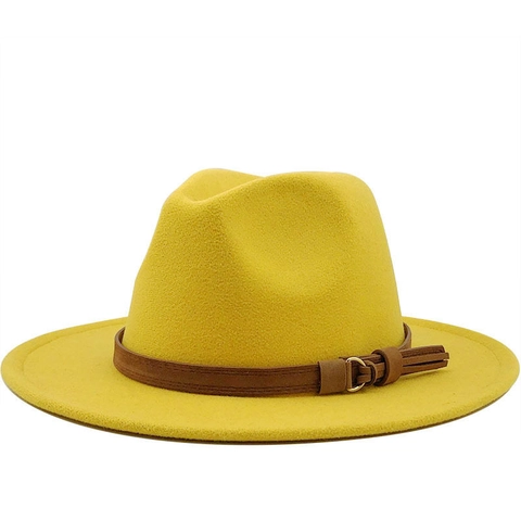Vintage Britischer Stil Polyester Wollmischung Fedora Hut Für Herren Damen Breite Krempe Jazz Hut Mit Gürtelschnalle Dekor Herbst Winter Eleganter Hut
