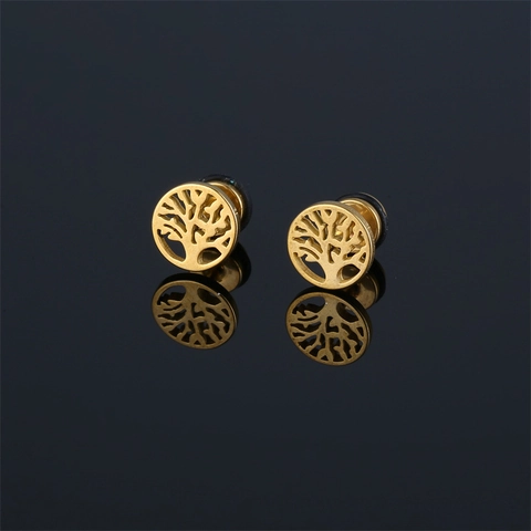 Lebensbaum Runde Hohle Ohrstecker 316 Edelstahl Geometrischer Minimalistischer Schmuck Für Damen Herren