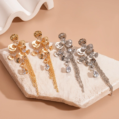 Blüten Quaste Hängeohrringe Zirkonia Mit 925er Sterlingsilber Ohrstecker Elegant Luxus Mode Schmuck Für Damen