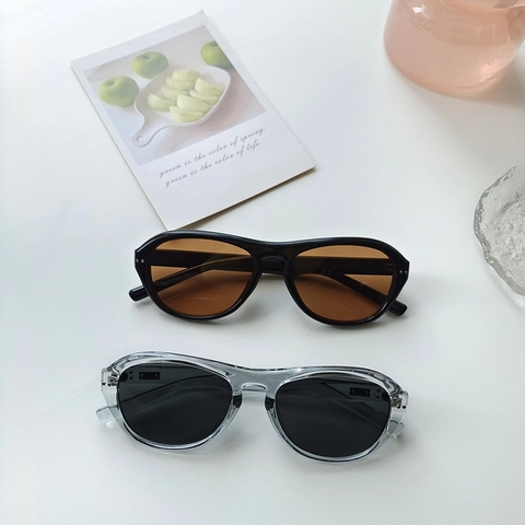 Retro Oval Sonnenbrille Damen Herren Großer Rahmen Harz PC Vintage Mode Trendy Outdoor Brille UV400 Schutz