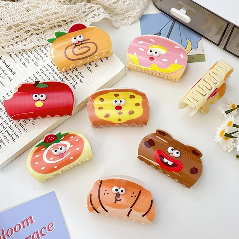 Cute Cartoon Food Fruit Animal Acrylic Hair Claws Non-Slip Shark Clips For Women Girls Sweet Hair Accessories