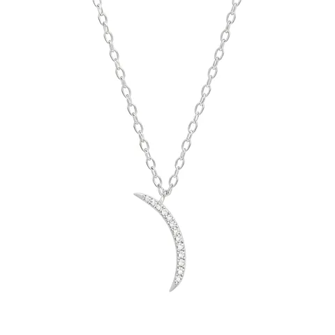 Collana con Ciondolo a Mezzaluna in Argento Sterling 925 per Donna Collana Girocollo con Strass Intarsiati Gioielli Minimalisti Regalo Oro Argento