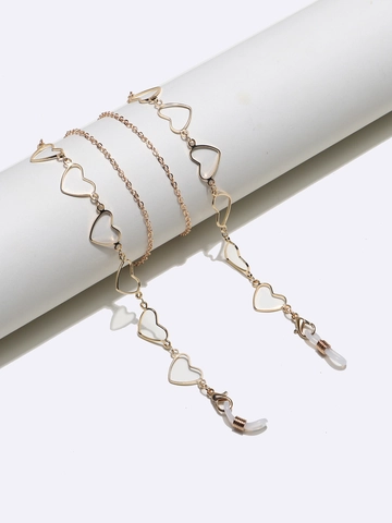 Fashion Glasses Chain Metal Hollow Heart Eyewear Strap Non Slip Silicone Loop Anti Lost For Sunglasses Mask