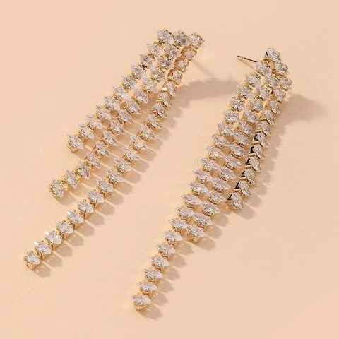 Elegante Lange Quastenohrringe Aus Legierung Mit Strass Und 925 Sterling Silber Ohrstecker Luxusschmuck