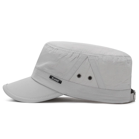 Dames Sneldrogende Platte Muts Zomer Zonbescherming Verstelbare Cadet Cap Ademende Outdoor Militaire Muts Met Letterlabel