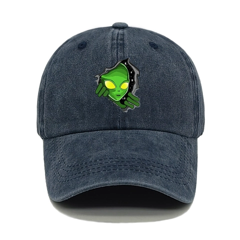 Casquette De Baseball En Coton Lavé Vintage Avec Broderie Alien Casquette Distressed Ajustable Pour Hommes Et Femmes
