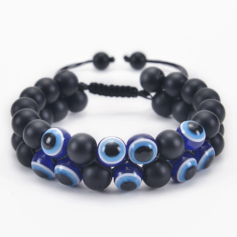 Bracciale Di Perle A Doppio Strato Occhio Di Tigre Naturale Pietra Lavica Malocchio Gioielli Protezione Uomo