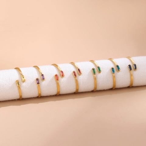 Titaniumstaal Asymmetrische Open Ring Vrouwen Veelkleurige Strass Verguld Minimalistische Verstelbare Sieraden Ring Cadeau